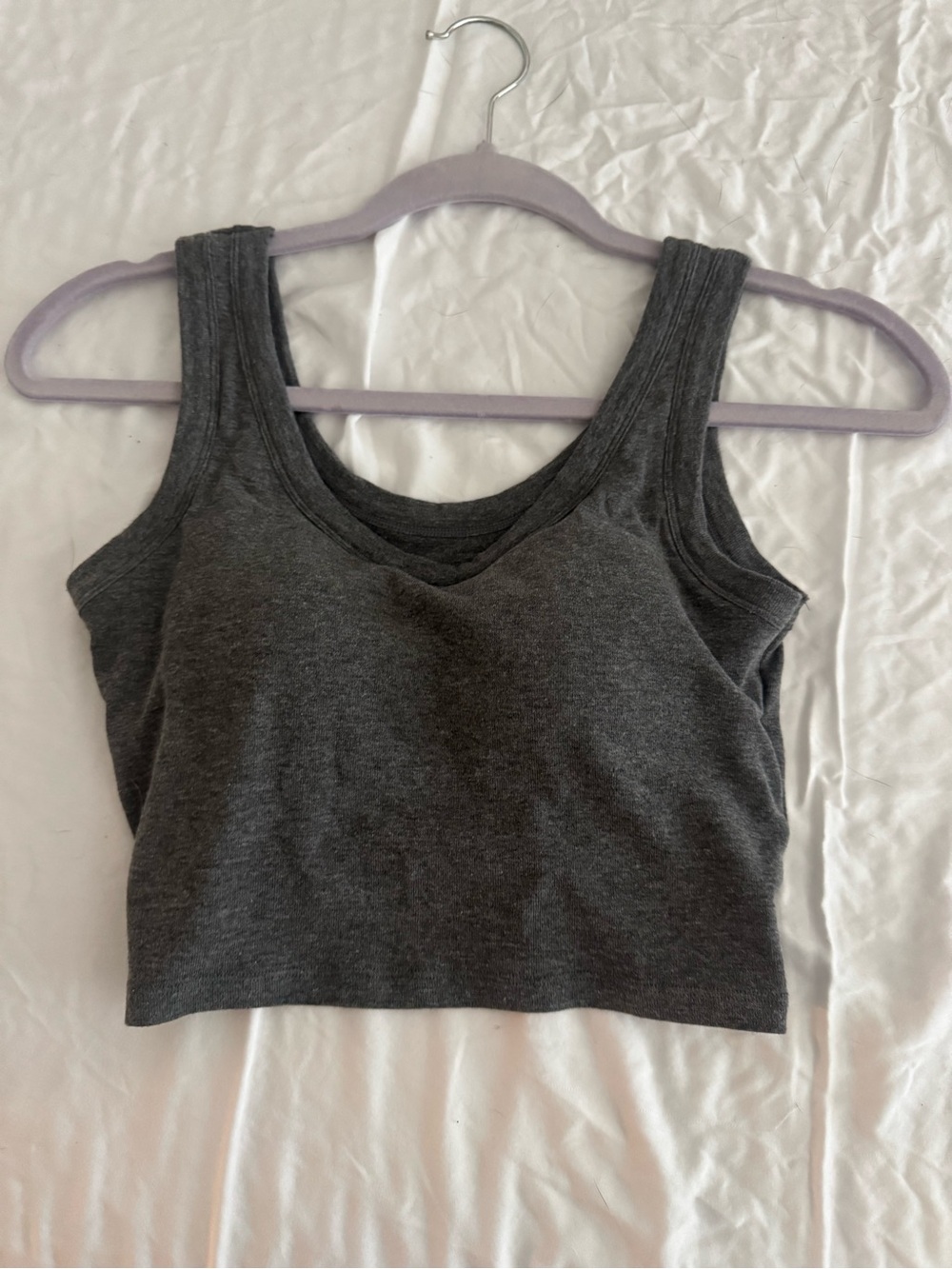 Classic Gray Tank Crop Top with built on bra with padding